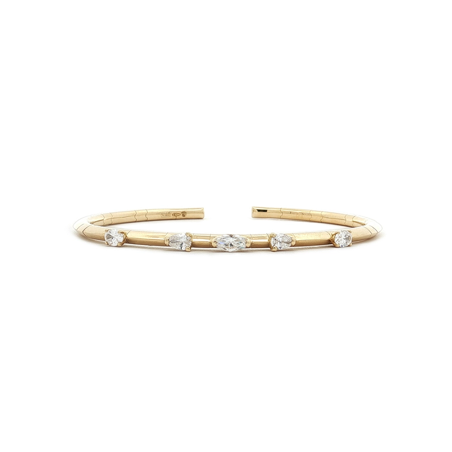 Diamond cuff bracelet made of 18kt yellow gold, 0,79 ct