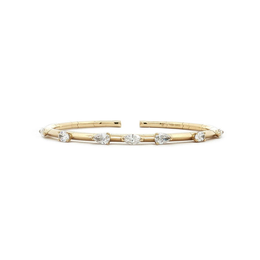 Diamond Cuff Bracelet in 18kt Yellow Gold, 1.46 ct