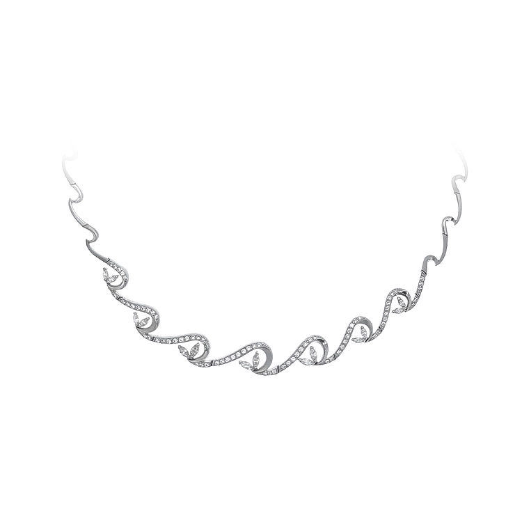 Elegant women’s white gold necklace with zirconia