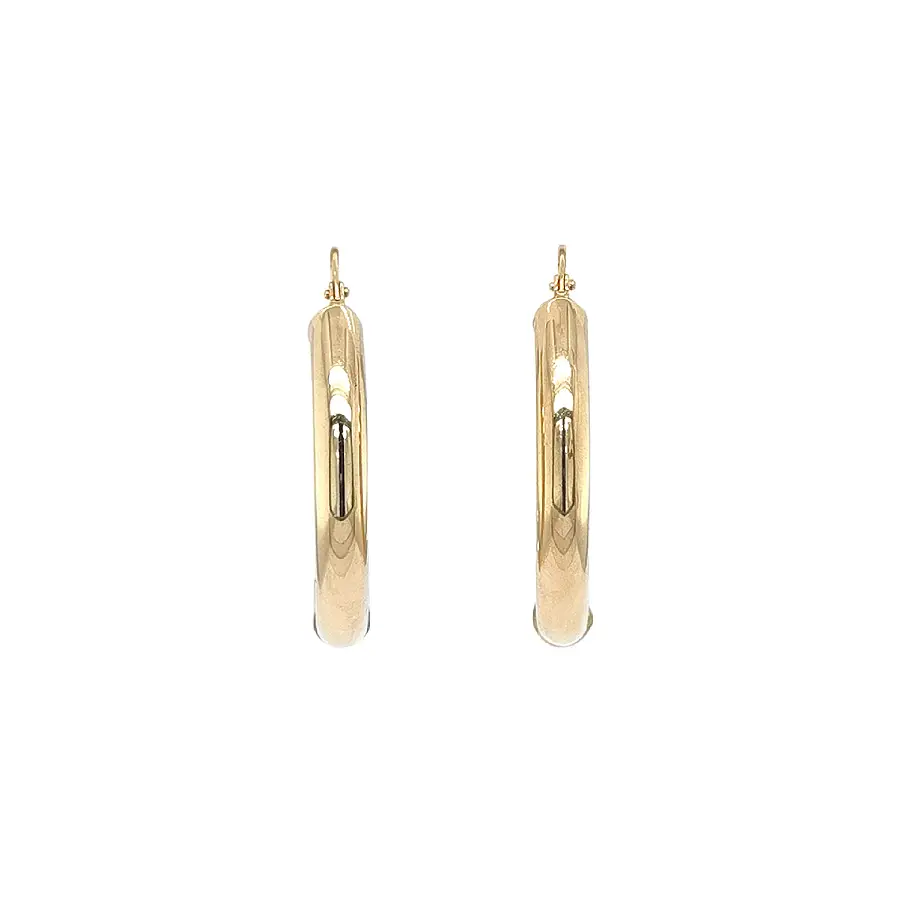 Two-Tone Gold Hoop Earrings with Polished Front and Twisted Back Design