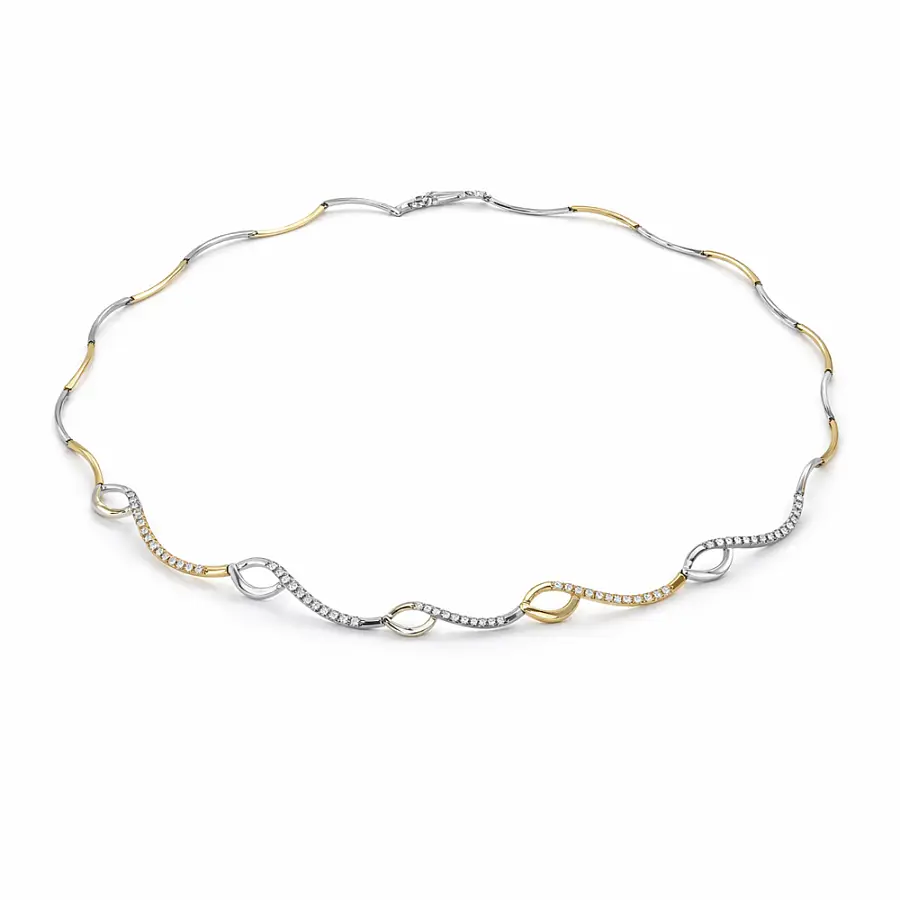 Náhrdelník z kombinovaného zlata se zirkony