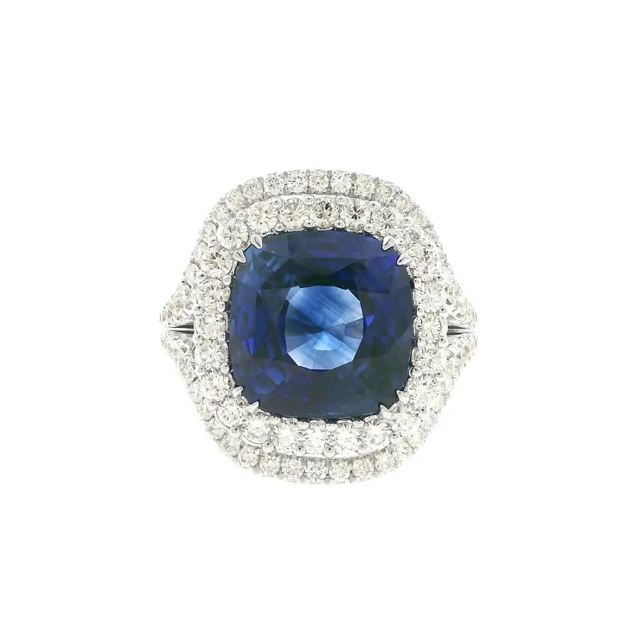 Gold Ring Crivelli with Sapphire and Diamonds