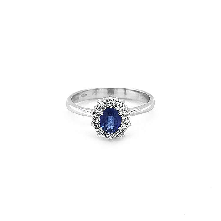 Gold Ring with Sapphire and Diamonds