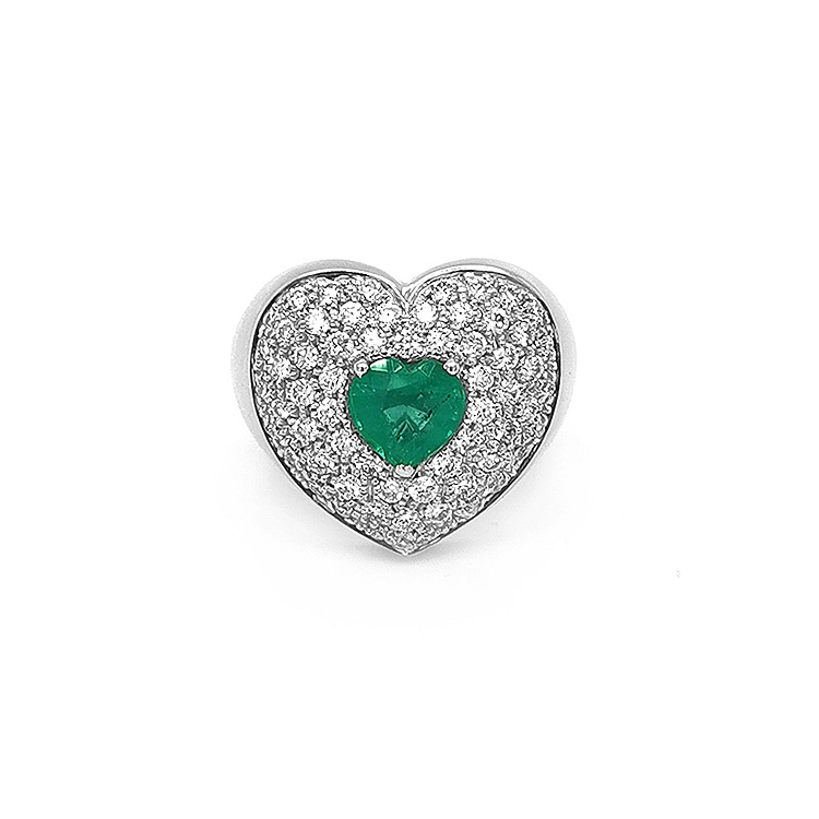 Gold Ring with Emerald and Diamonds