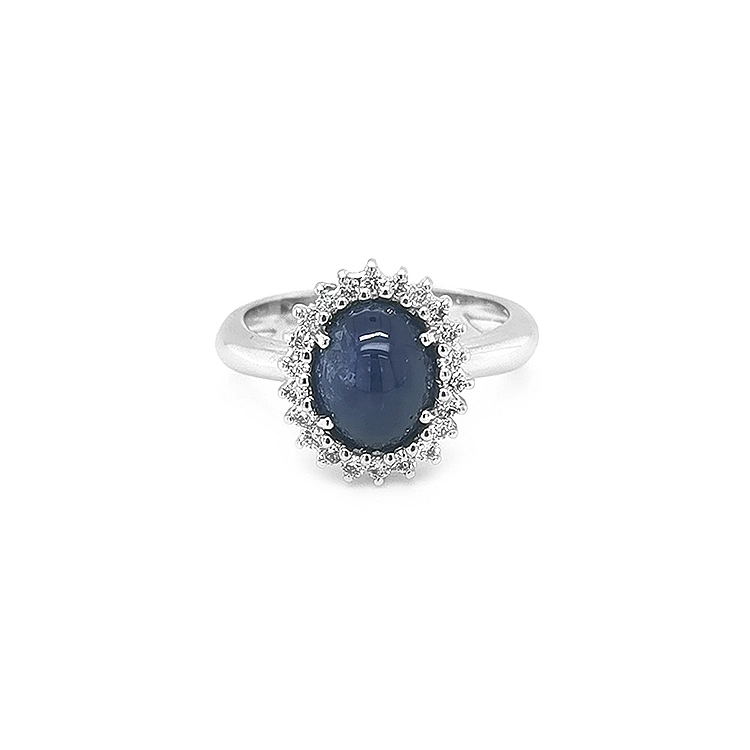 Gold Ring with Sapphire and Diamonds