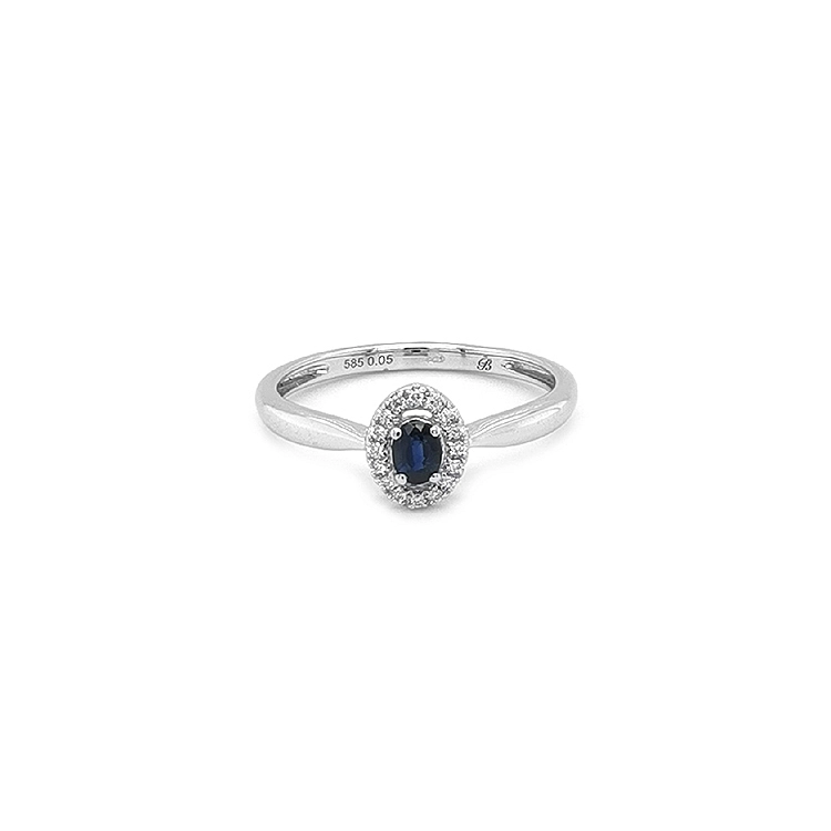 Gold ring with sapphire and diamonds