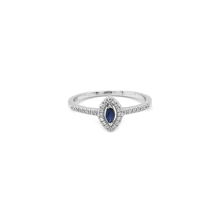 Gold ring with sapphire and diamonds