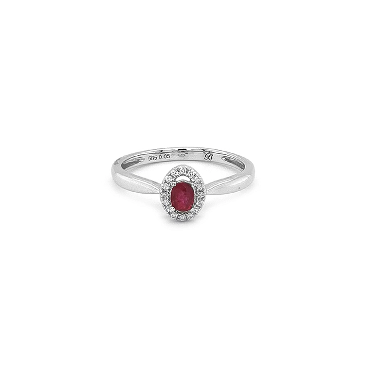 Ruby ring with white gold diamonds