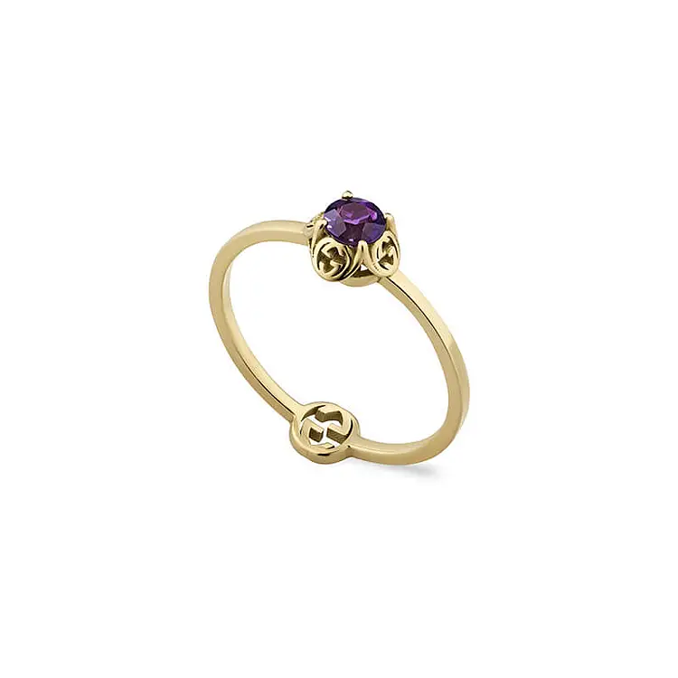 Zlatý Prsten Gucci Interlocking G Amethyst YBC662428003014