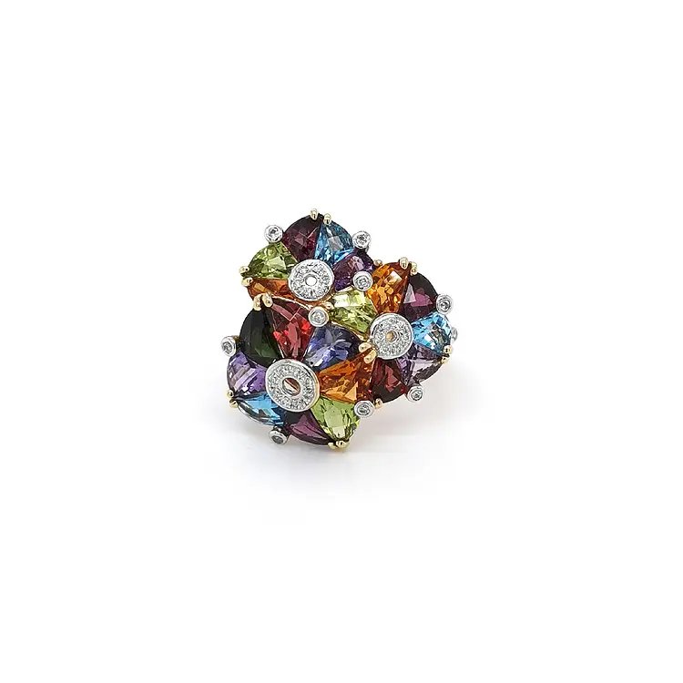 Zlatý Prsten s Diamanty a Polodrahokamy