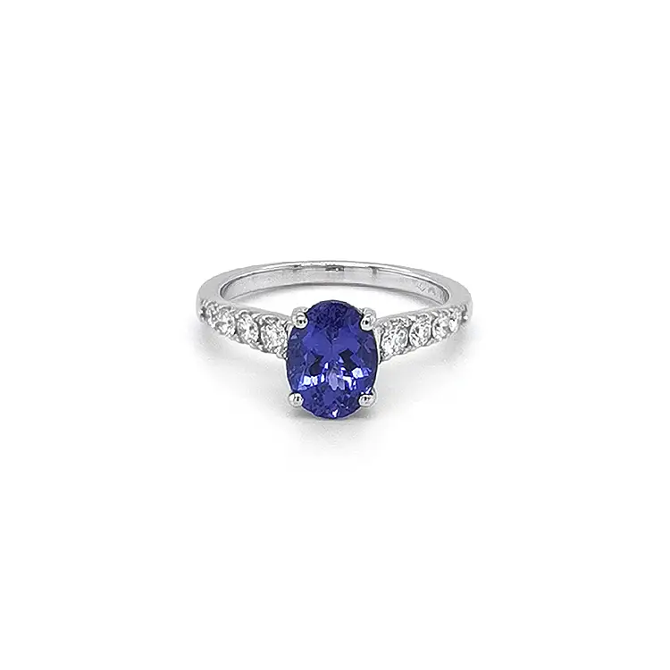 Zlatý Prsten s Tanzanitem a Diamanty