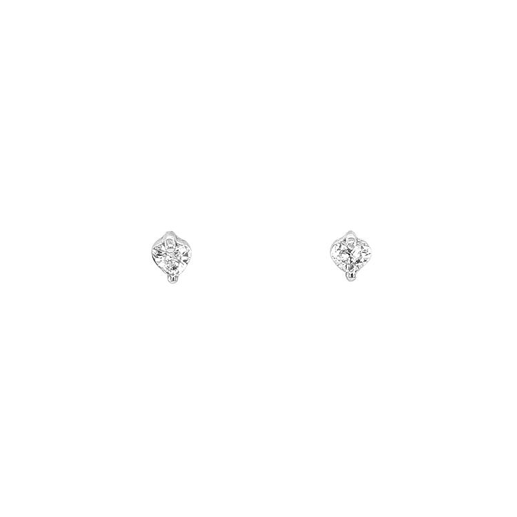 Gold Earrings in Heart Shape with Diamonds