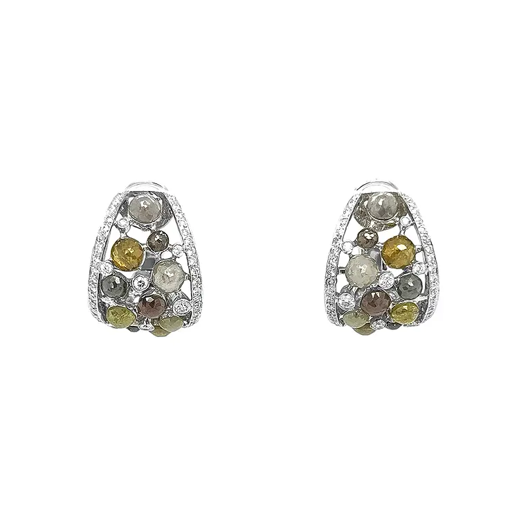 Zlaté Náušnice s Barevnými Diamanty
