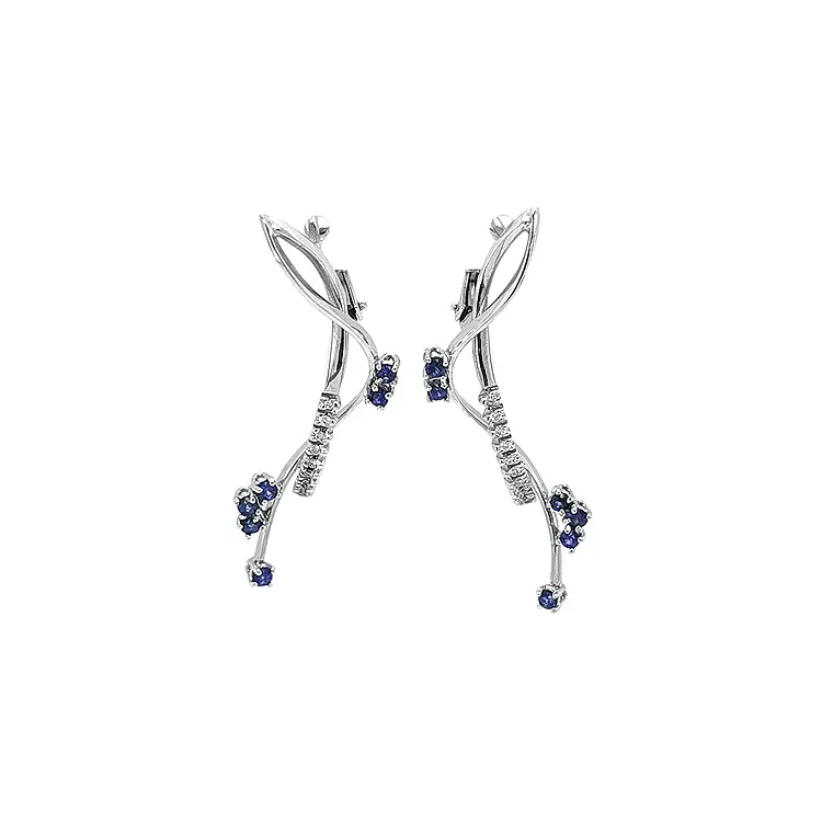 Zlaté Náušnice se Safíry a Diamanty