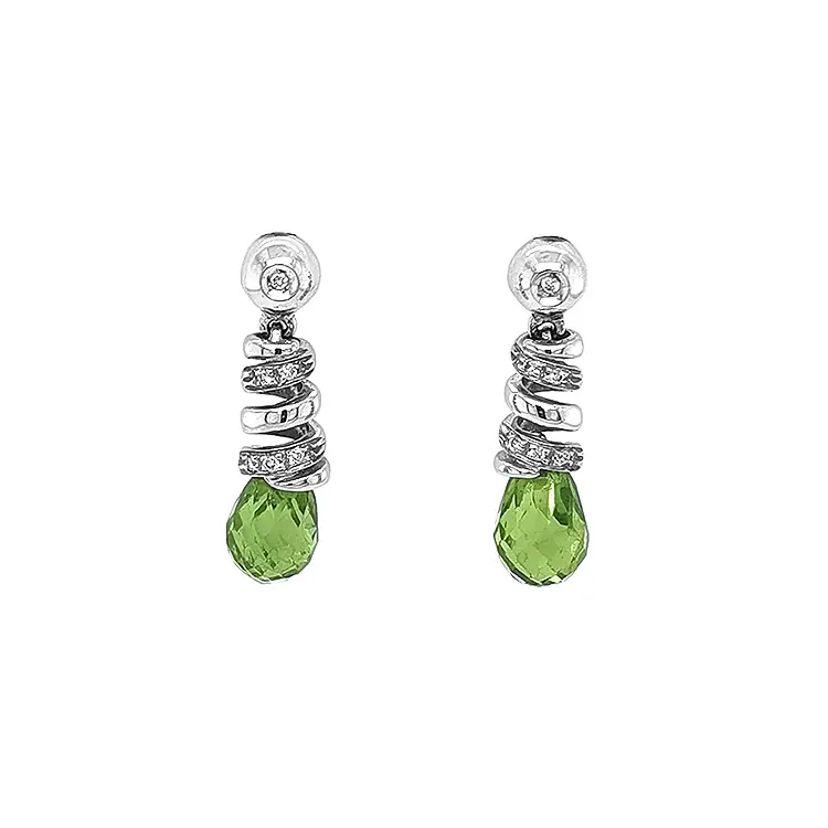 Zlaté Náušnice s Peridoty a Diamanty