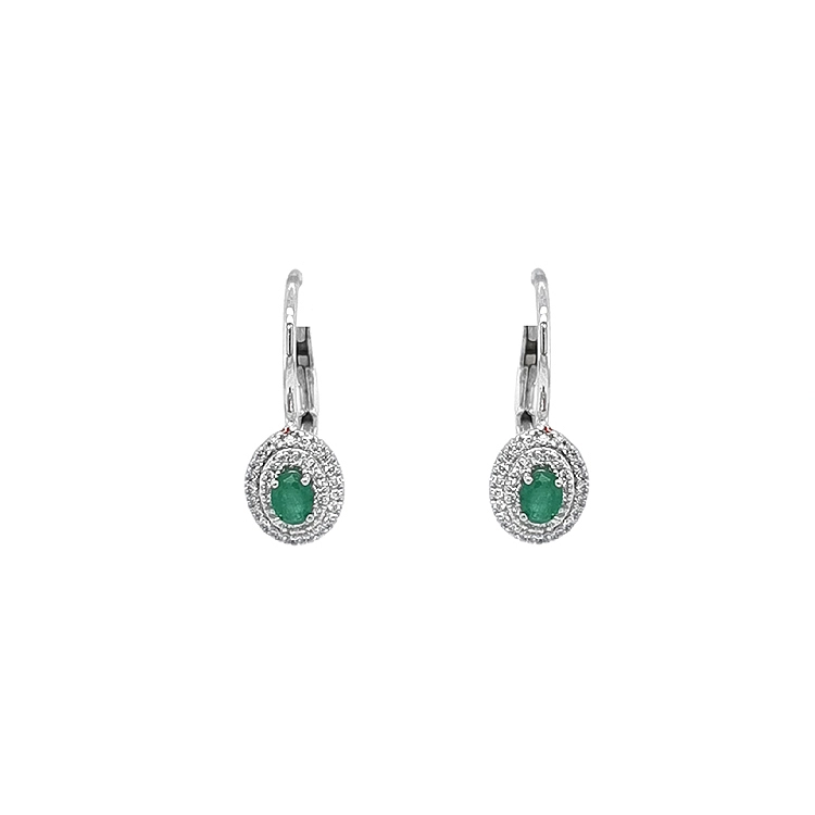 Gold earrings with emeralds and diamonds