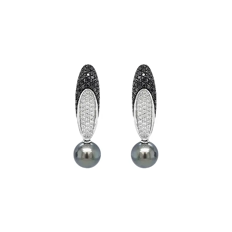 Zlaté Náušnice Přírodní Perly a Diamanty