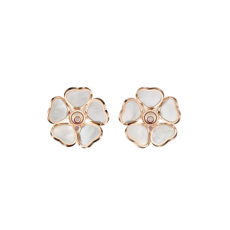 Zlaté Náušnice Chopard Happy Hearts Flower 84A085-5301