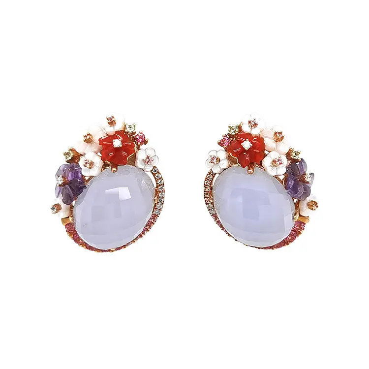 Zlaté Náušnice Polodrahokamy a Diamanty