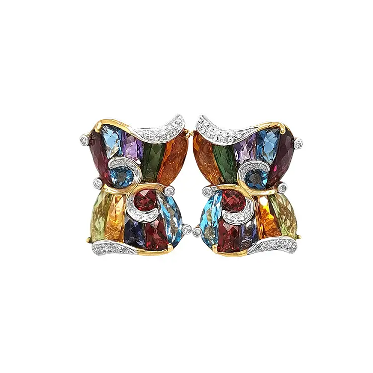 Zlaté Náušnice Polodrahokamy a Diamanty