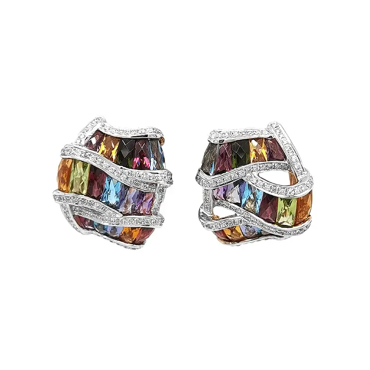 Zlaté Náušnice Polodrahokamy a Diamanty