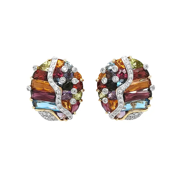 Zlaté Náušnice Polodrahokamy a Diamanty