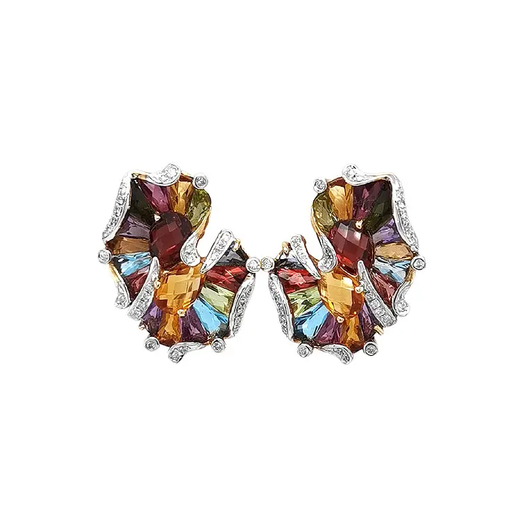 Zlaté Náušnice Polodrahokamy a Diamanty