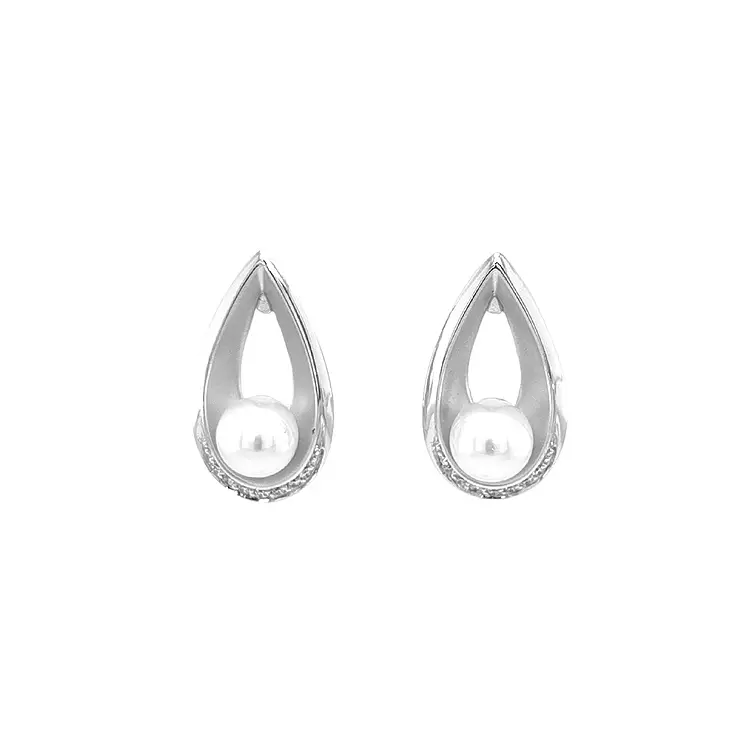 Zlaté Náušnice Přírodní Perly a Diamanty