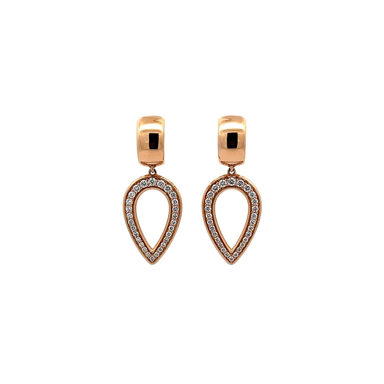Gold dangle earrings with diamonds