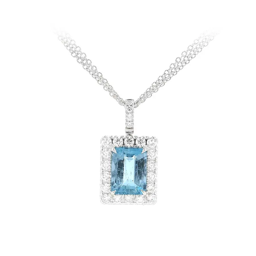 Zářivý Akvamarín v Kombinaci s Diamantovým Leskem – Luxusní Náhrdelník