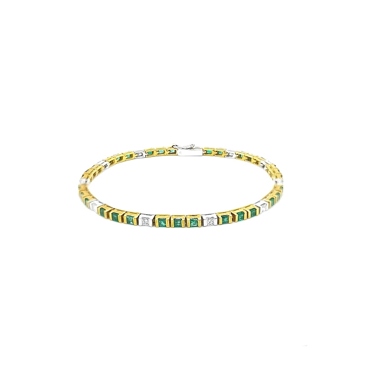 Gold Bracelet with Emeralds and Diamonds