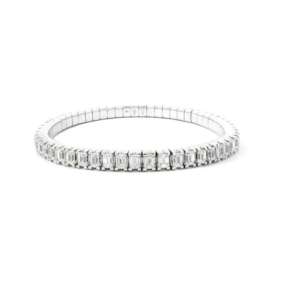 Luxusní Tenisový Náramek s Bagetovými Diamanty z Bílého Zlata