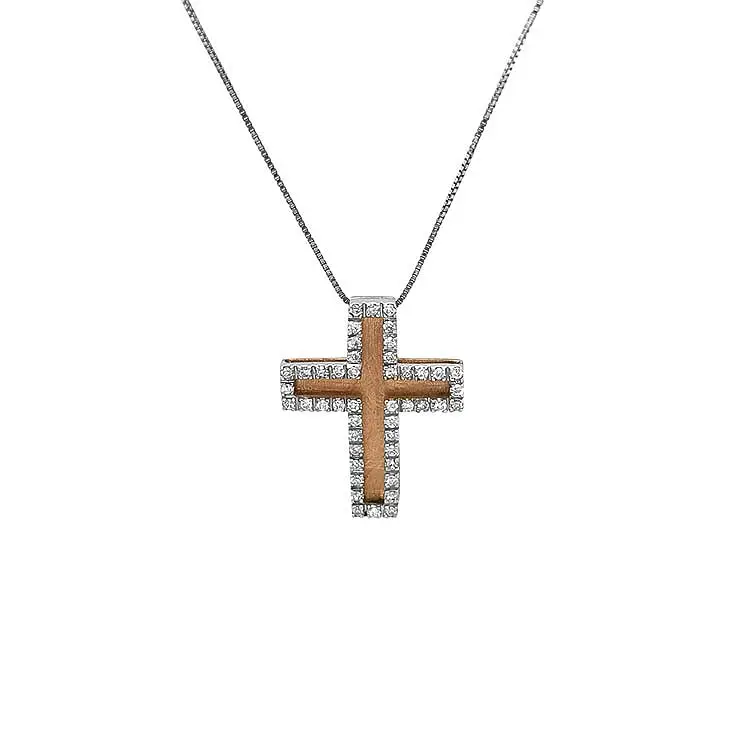 Zlatý Přívěsek Kříž s Diamanty
