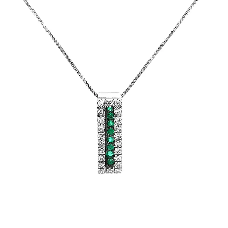 Gold Pendant with Emeralds and Diamonds
