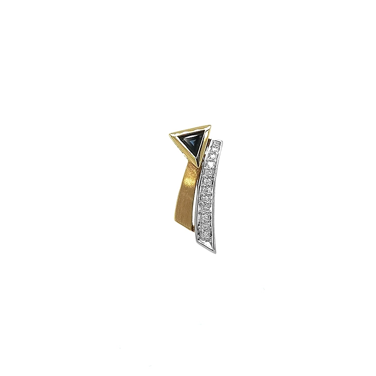 Gold Pendant with Sapphire and Diamonds