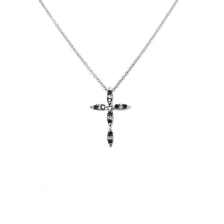 Zlatý Přívěsek Kříž s Černými Diamanty