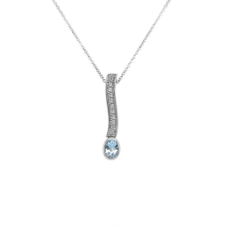 Zlatý Přívěsek s Modrým Topazem a Diamanty