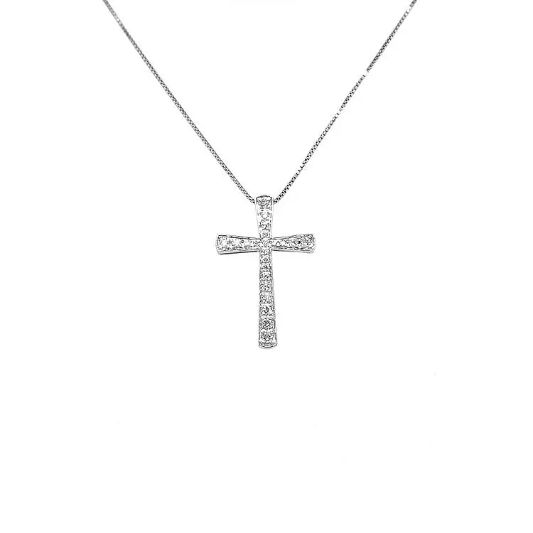 Zlatý Přívěsek Kříž s Diamanty