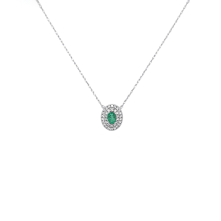 Gold Pendant with Emerald and Diamonds