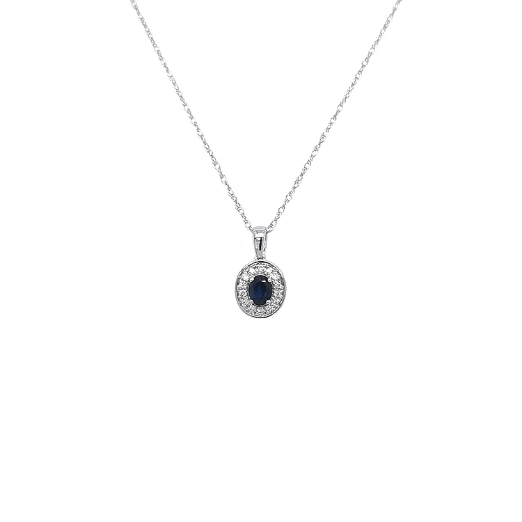 Gold pendant with sapphire and diamonds