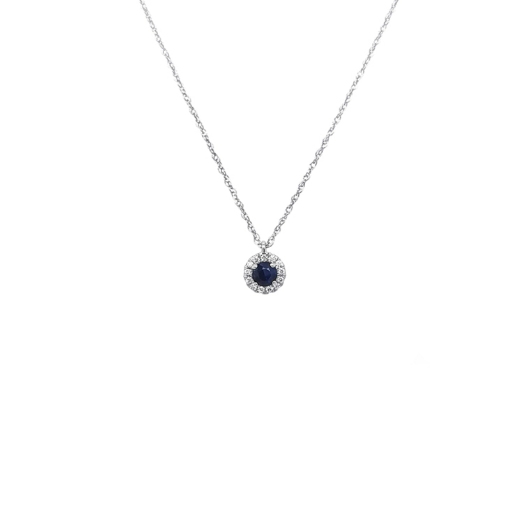 Gold pendant with sapphire and diamonds