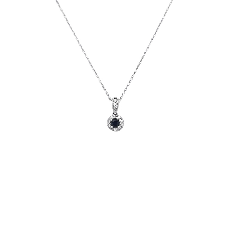 Gold pendant with sapphire and diamonds