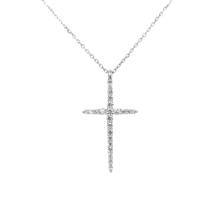 Zlatý Přívěsek Kříž s Diamanty