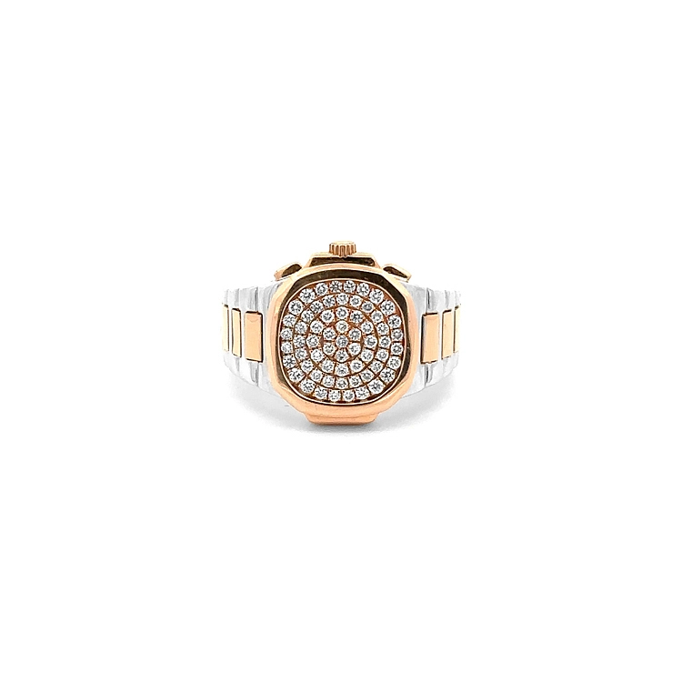 Golden Men's Ring with Diamonds
