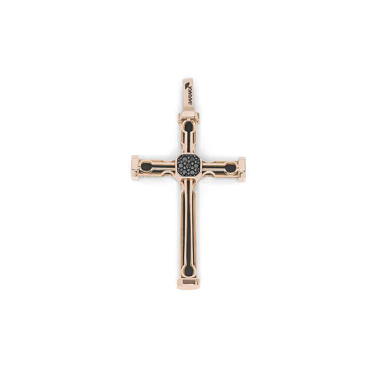 Zlatý přívěsek kříž s černými diamanty CR275411