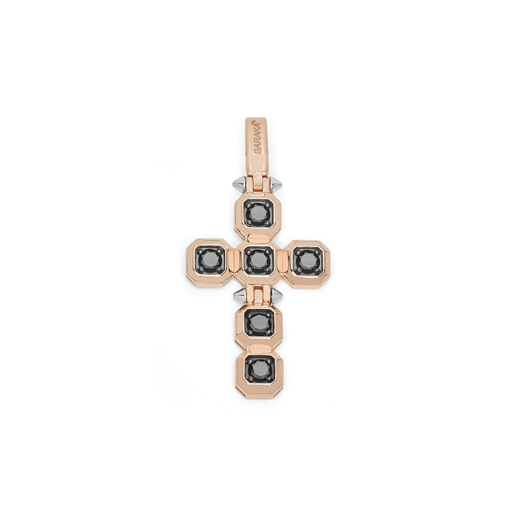 Gold pendant cross with black diamonds Baraka