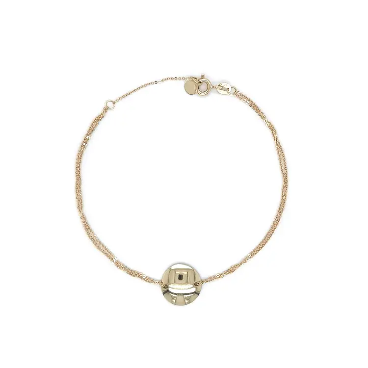 Zlatý Náramek s Kulatou Destičkou