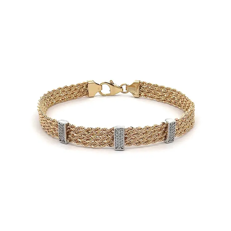 Dámský Náramek z Kombinovaného Zlata se Zirkony