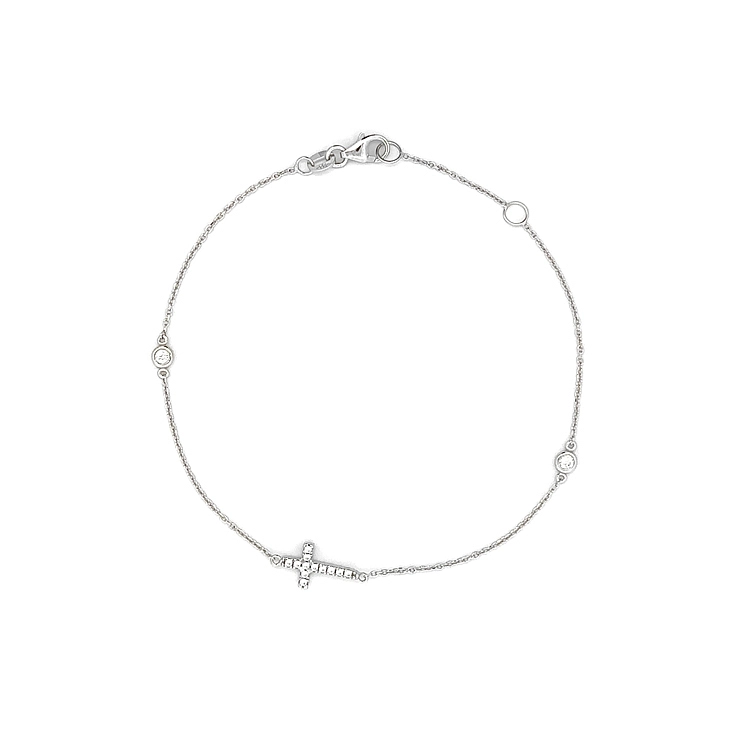 Bracelet with Zircones with White Gold Cross