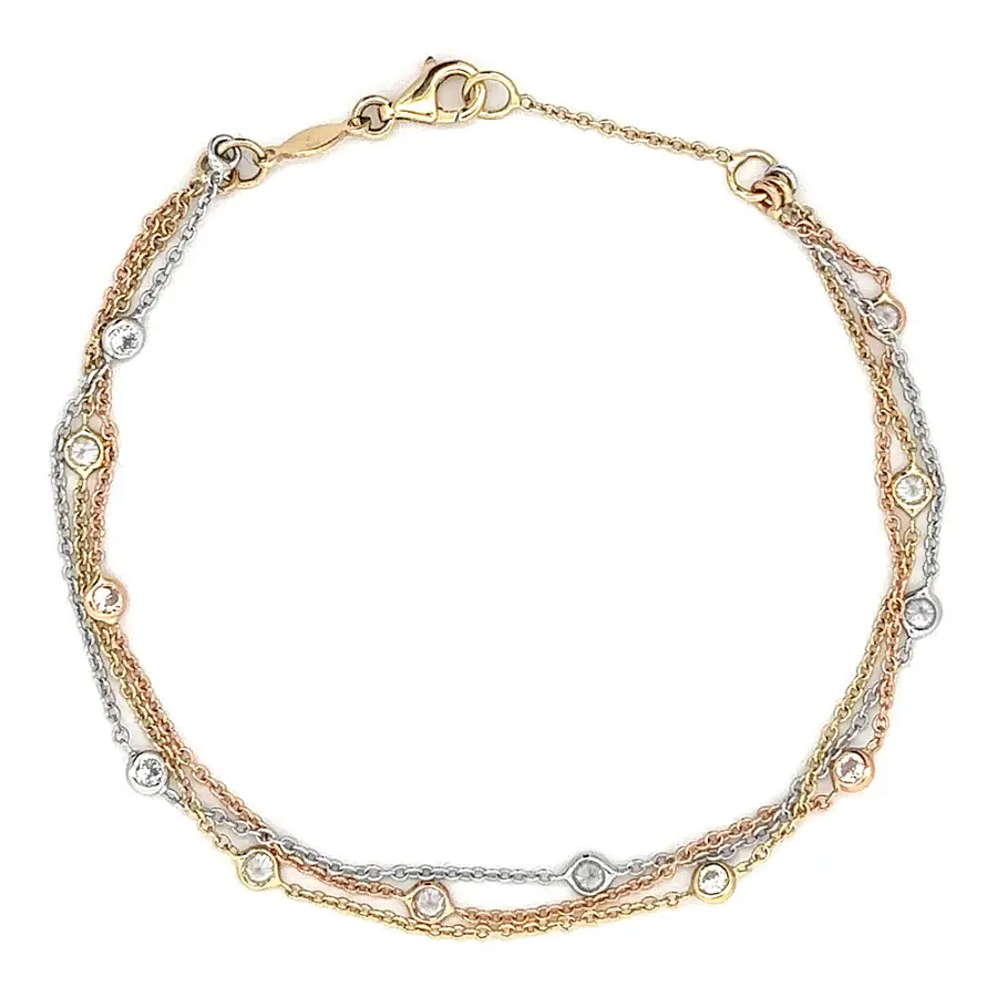 Náramek se Zirkony z Kombinovaného Zlata